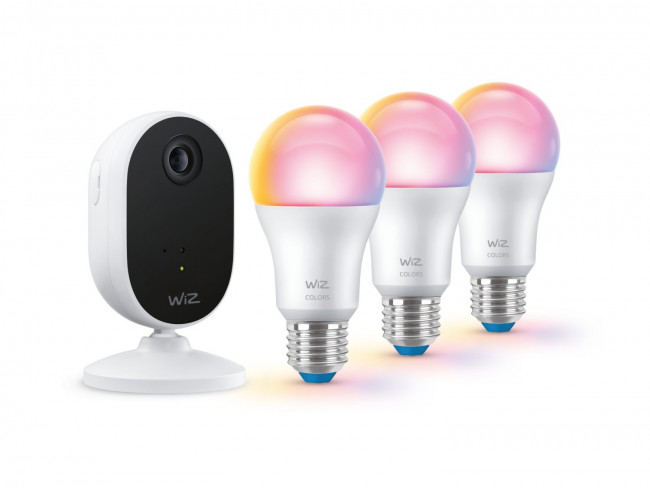 WiZ Starter Kit mit Indoor Kamera und drei Lampen für weißes und farbiges Licht