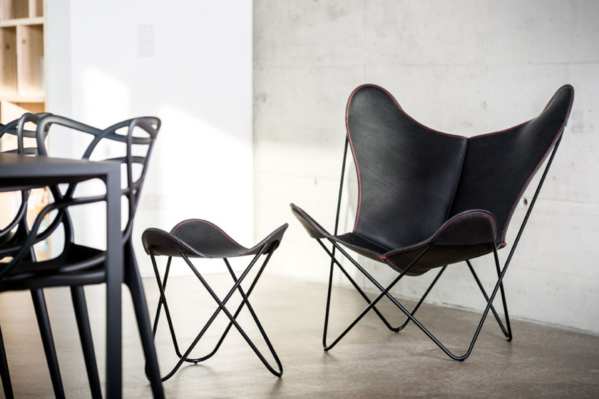 Manufaktur+ Butterfly Chair in schwarzem Leder von Antoni Bonet, Jorge Ferrari-Hardoy und Juan Kurchan