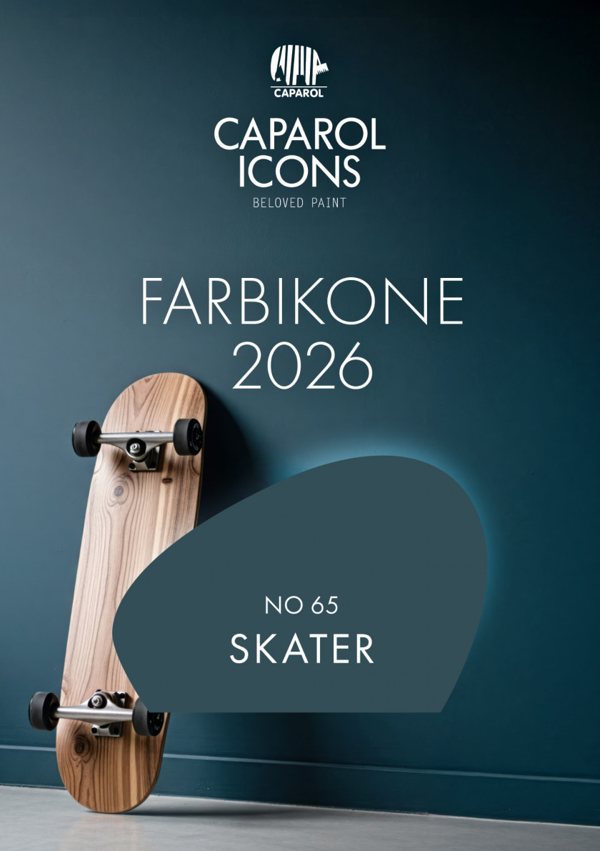 Farbikone 2026: Caparol Icons NO65 Skater - ein tiefer Türkisblau-Ton