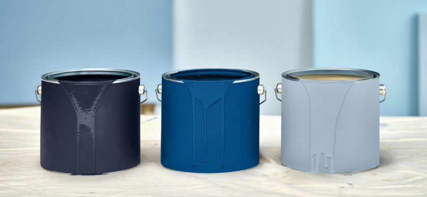 Dulux Trendfarben 2026 - 3 verschiedene Indigotöne: Slow Swing™, Free Groove™ und Mellow Flow™