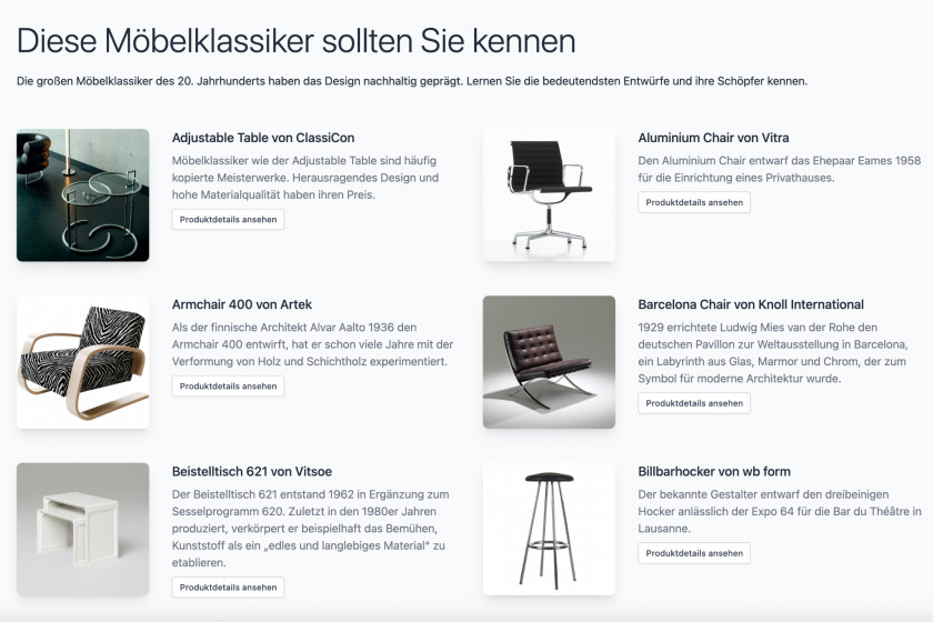 used-design Klassiker Datenbank