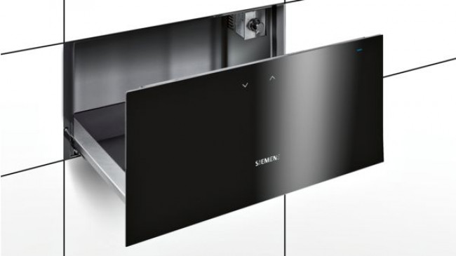 Siemens Wärmeschublade BI630DNS1B mit schwarzer Glasfront