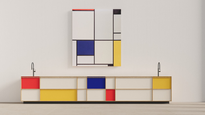 Leicht Einbauküche Kyoto im Mondrian Design