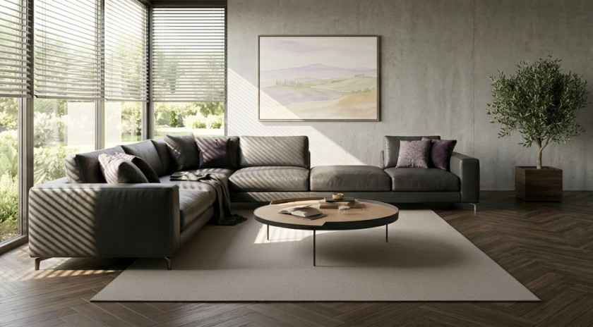 Ledersofa in Sonne am Fenster – UV-Strahlung bleicht Leder aus