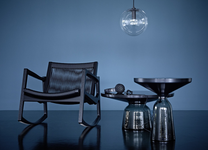 Beistelltische Bell Table von ClassiCon in Rauchglas, Design Sebastian Herkner