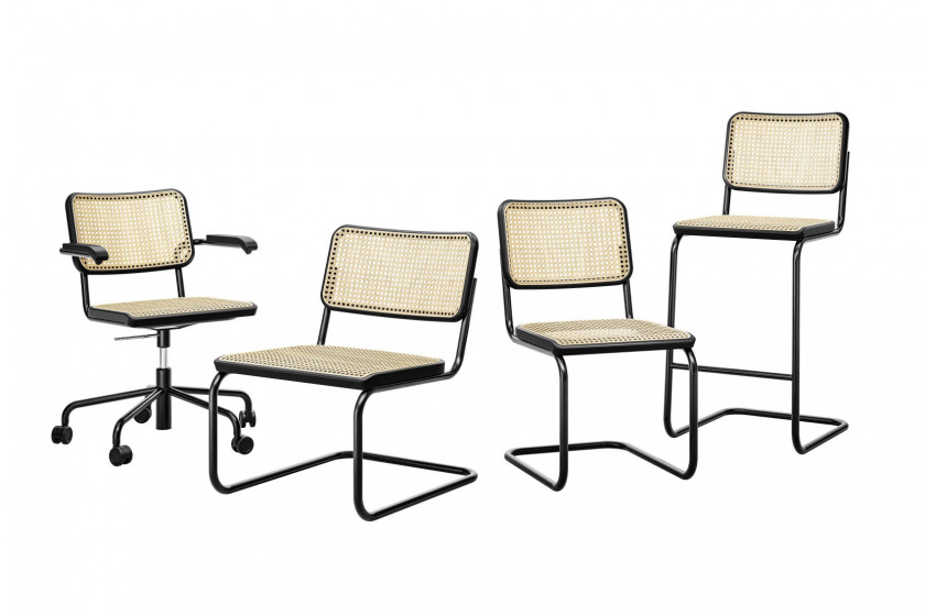 Thonet Freischwinger S 32 und S 64 in Ausführungen als Bürodrehstuhl, Sessel, Klassiker und Barhocker
