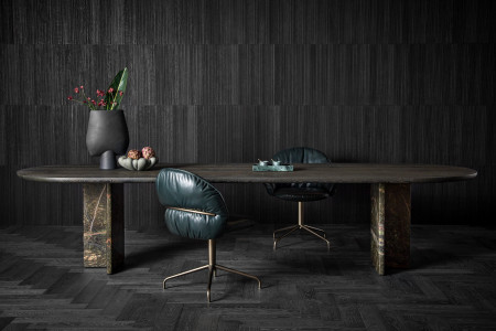 Esstisch T-Rox von Janua Möbel mit Gestell aus Stein und Tischplatte in NCS Farbausführung von Schotten & Hansen