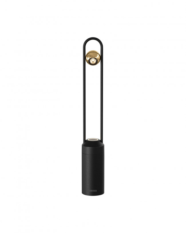 Akkubetriebene Tischleuchte Minimal von Sompex mit Leuchtenkopf in Goldfarben