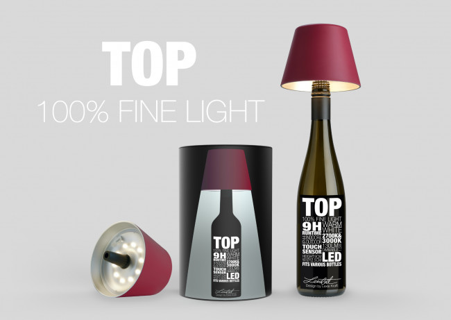 Top 2.0 Flaschenleuchte von Sompex in Bordeauxrot