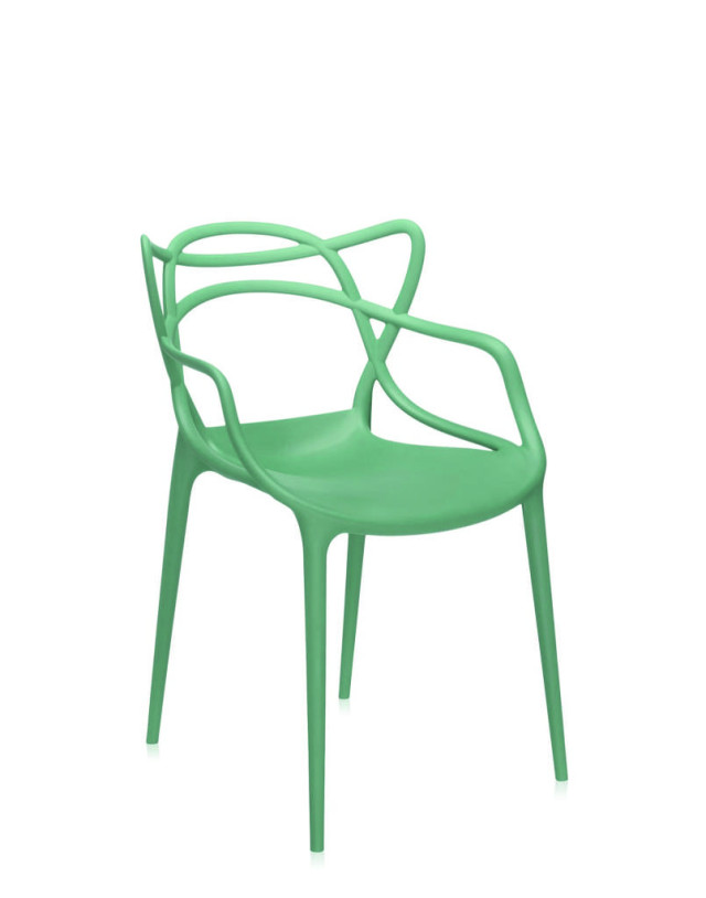 Masters Chair von Philippe Starck für Kartell, stapelbarer Designstuhl aus Technopolymer in Salbeigrün