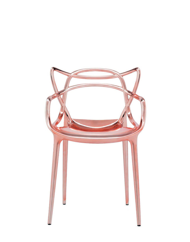 Masters Chair von Philippe Starck für Kartell, stapelbarer Designstuhl aus Technopolymer in Roségold