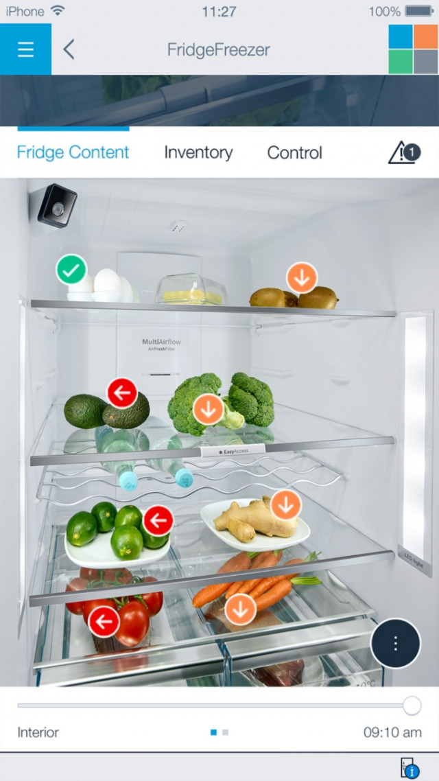 Inhaltsanzeige im Smart Home fähigen Kühlschrank von Bosch