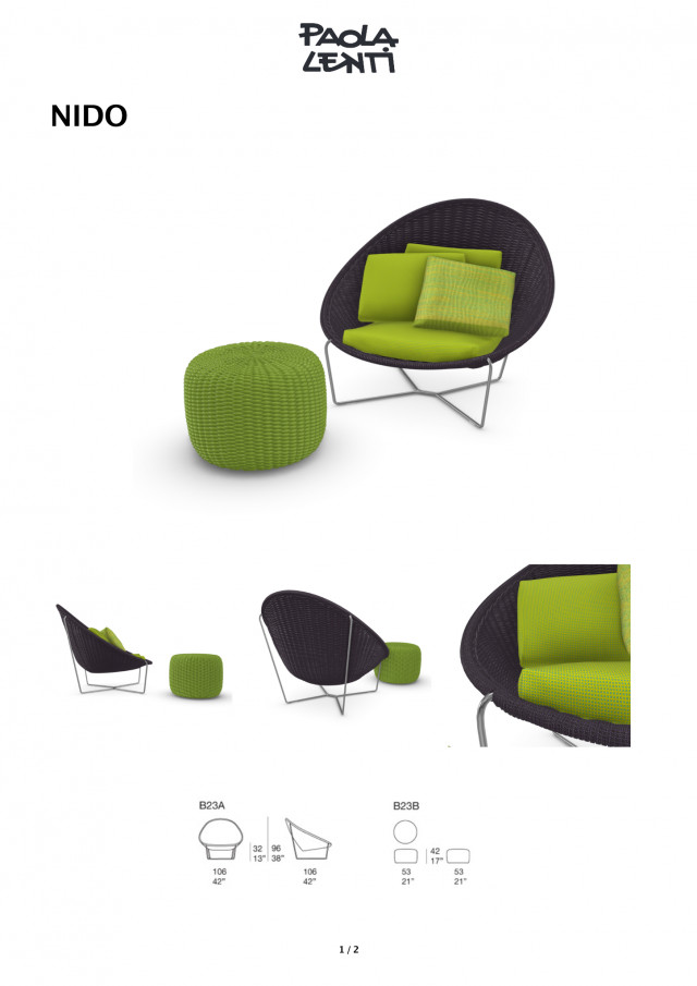 Outdoor Sessel Nido von Paola Lenti in Aubergine und Grün, erstellt mit dem Online Konfigurator