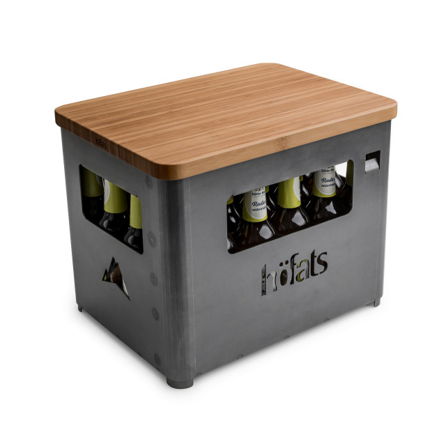 Bierkasten und Feuerstelle in einem: Beer Box von Hoefats mit Holzdeckel zum Sitzen