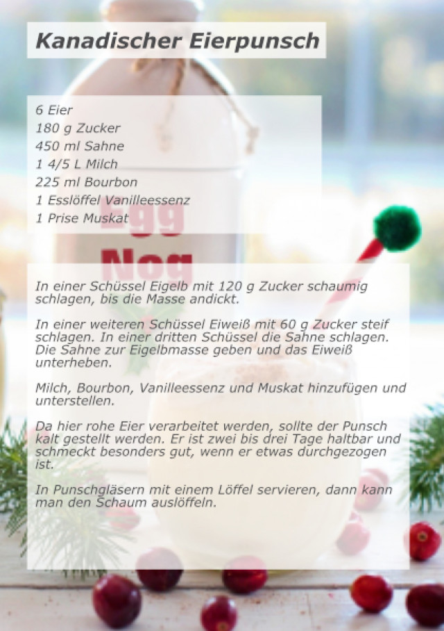 Rezept kanadischer Eierpunsch zu Weihnachten