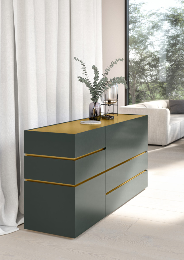Interlübke Sideboard Just Cube mit sichtbaren Fugen und Abdeckung in Kontrastfarbe