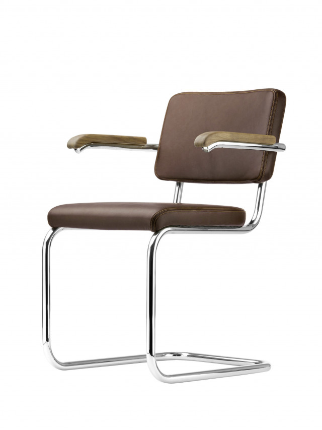 Freischwinger S 64 von Thonet in der ReeditionPure Materials mit Sitz und Rücken in Leder