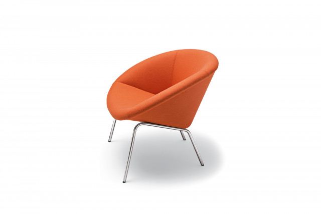 Sessel 369 von Walter Knoll mit orangefarbenem Stoffbezug