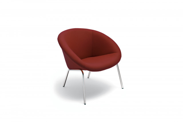 Sessel 369 von Walter Knoll mit dunkelrotem Stoffbezug